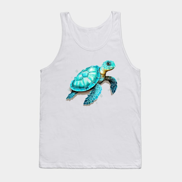 Turquoise Diamond Turtle Tank Top by MutedTees